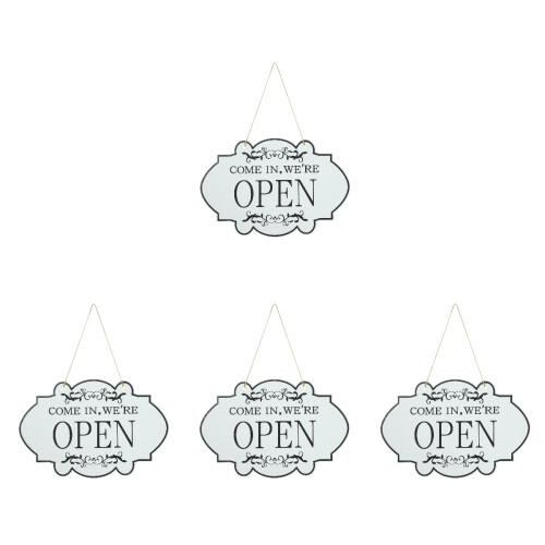 4Pièces Enseignes Porte Bois Ouvert Fermé Double Face Décoratif 2