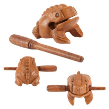 Wooden Frog Guiro 10.6cm Handcrafted Thai Musical Instrument with Realistic Croaking Sound Decor