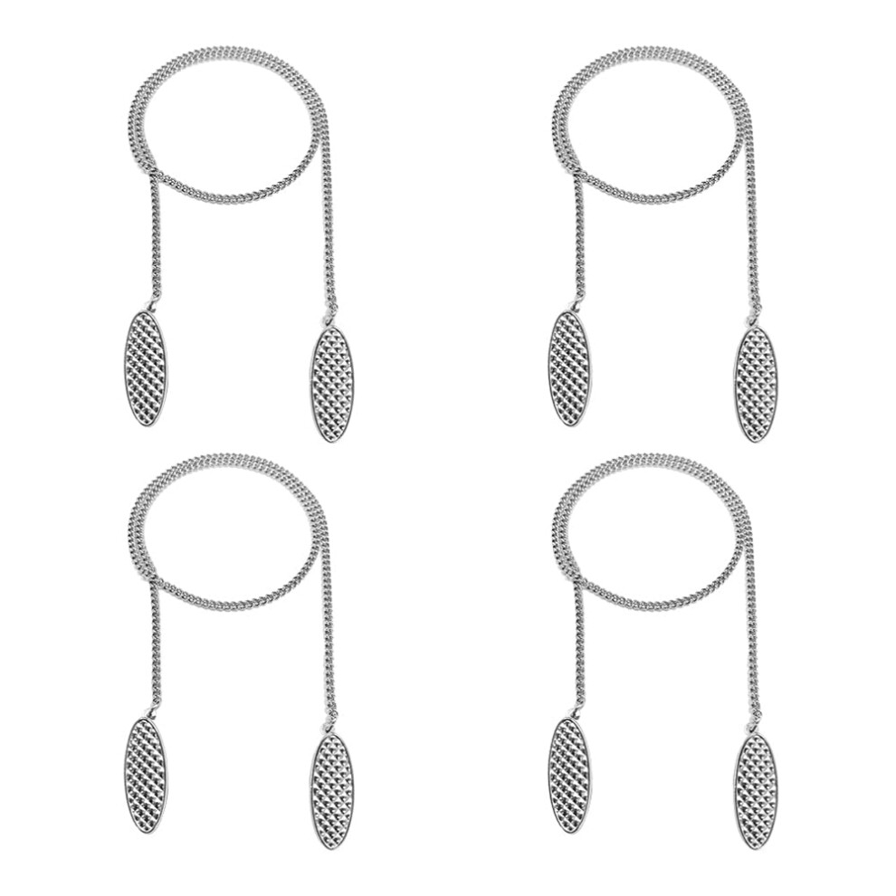 Silver 4Pcs Stainless Steel Dental Bib Clips Adjustable Napkin Holder Chain Secure Fit For Dentists