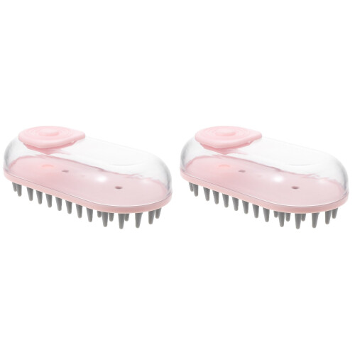 2Pcs Portable Multifunctional Pet Bath and Massage Brush Pink 1