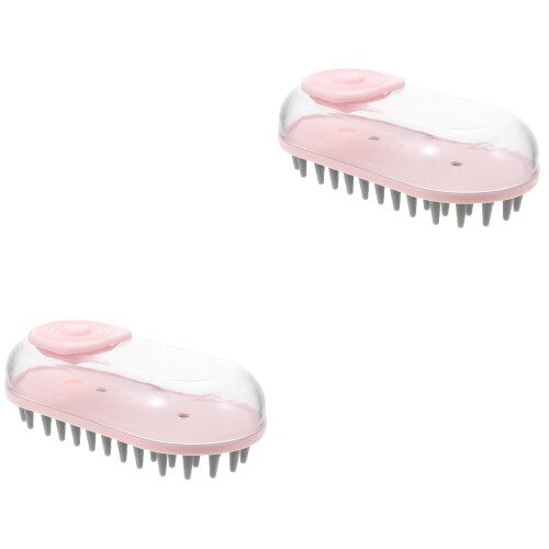 2Pcs Portable Multifunctional Pet Bath and Massage Brush Pink 2
