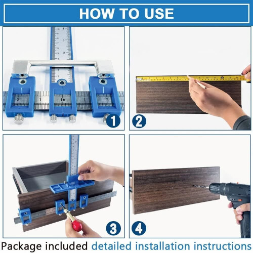 Cabinet Hardware Jig with Precise Hole Alignment and Automatic Center Punch, Drawer Pull Installation Guide 2