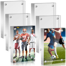 6 Pieces Double Sided Acrylic Trading Card Display Case with Magnetic Closure for Sports Cards