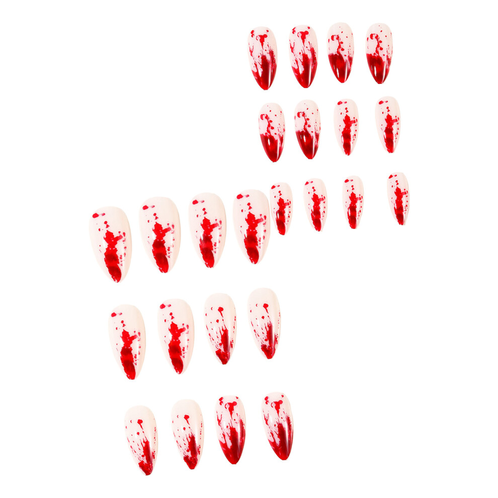 Roc-Electron 24Pcs Halloween Fake Nails With Blood Print