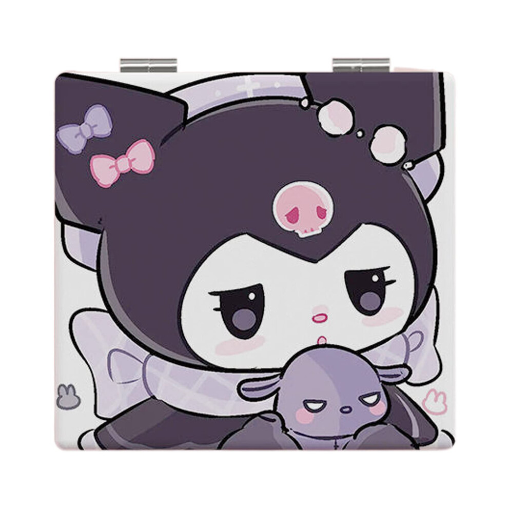 Compact Travel Mirror with 1x 2x Dual Magnification Foldable Anime Print Portable Makeup Mirror