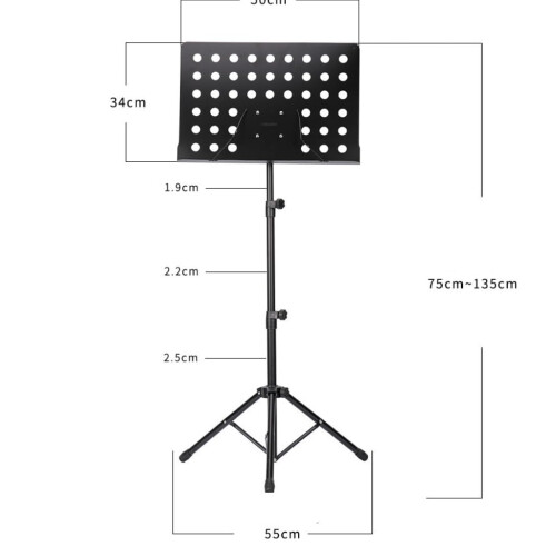 Adjustable Foldable Music Stand for Guitar Violin Piano, Durable Iron Construction, Secure Height Locking 1