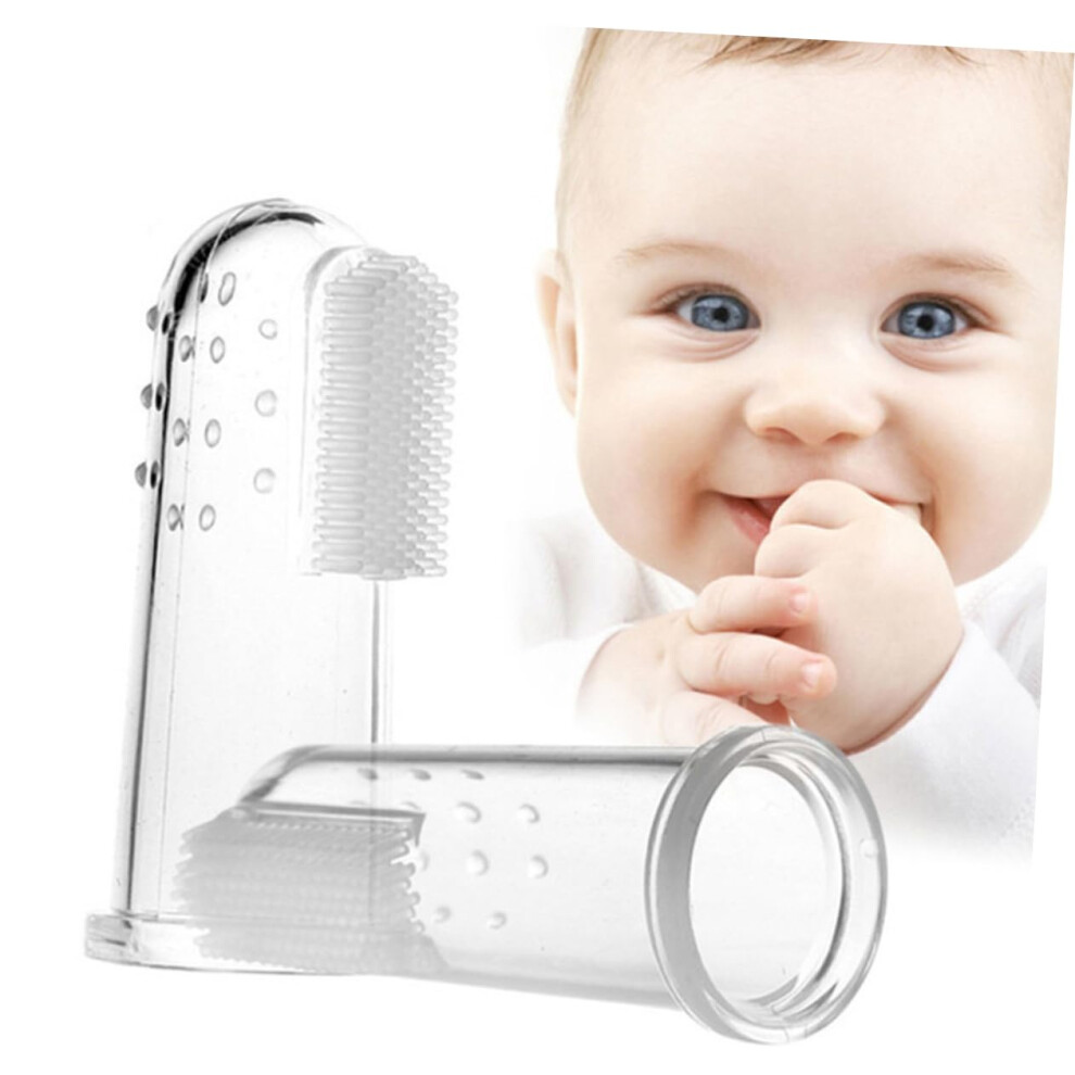2pcs Baby Finger Toothbrush Set Soft Silicone Infant Oral Massager for Gentle Gum Cleaning