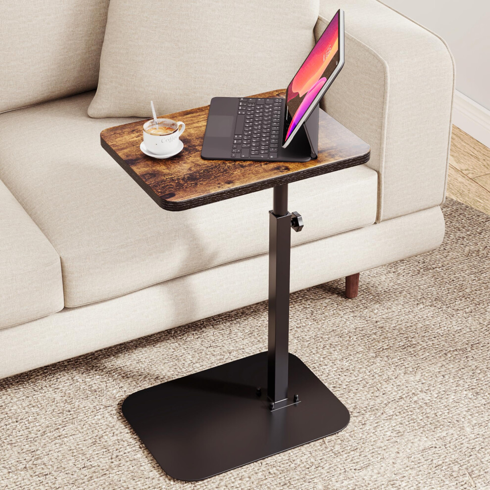 Laptop Stand For Couch With Adjustable Height C Shape, 360 Swivel Rustic Side Table Brown 9455672116664