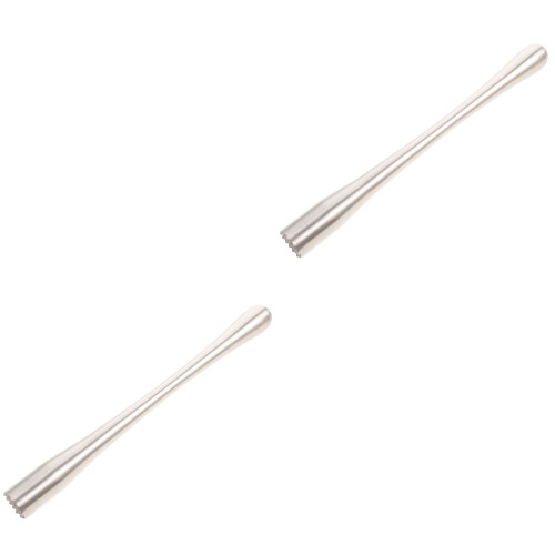 2Pcs Stainless Steel Cocktail Muddler Bar Tool Silver Mixer 2