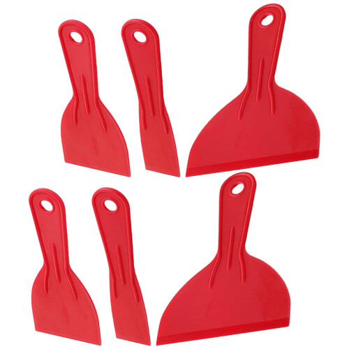 4Sets Red Plastic Scrapers for Paint Stains and Kitchen Cleaning Tool