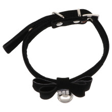 3Pièces Collier Ajustable Noir Pour Chien Et Chat, Strass Et Grelot