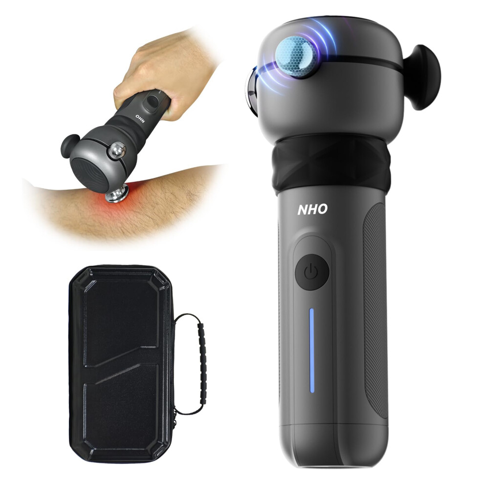 Grey Massage Gun Deep Tissue Percussion Massager With Heat Therapy For Neck Shoulder Pain Relief