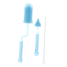 360 Rotating Baby Bottle Cleaning Brush Set, Long Handle Soft Silicone Brush for Pacifiers