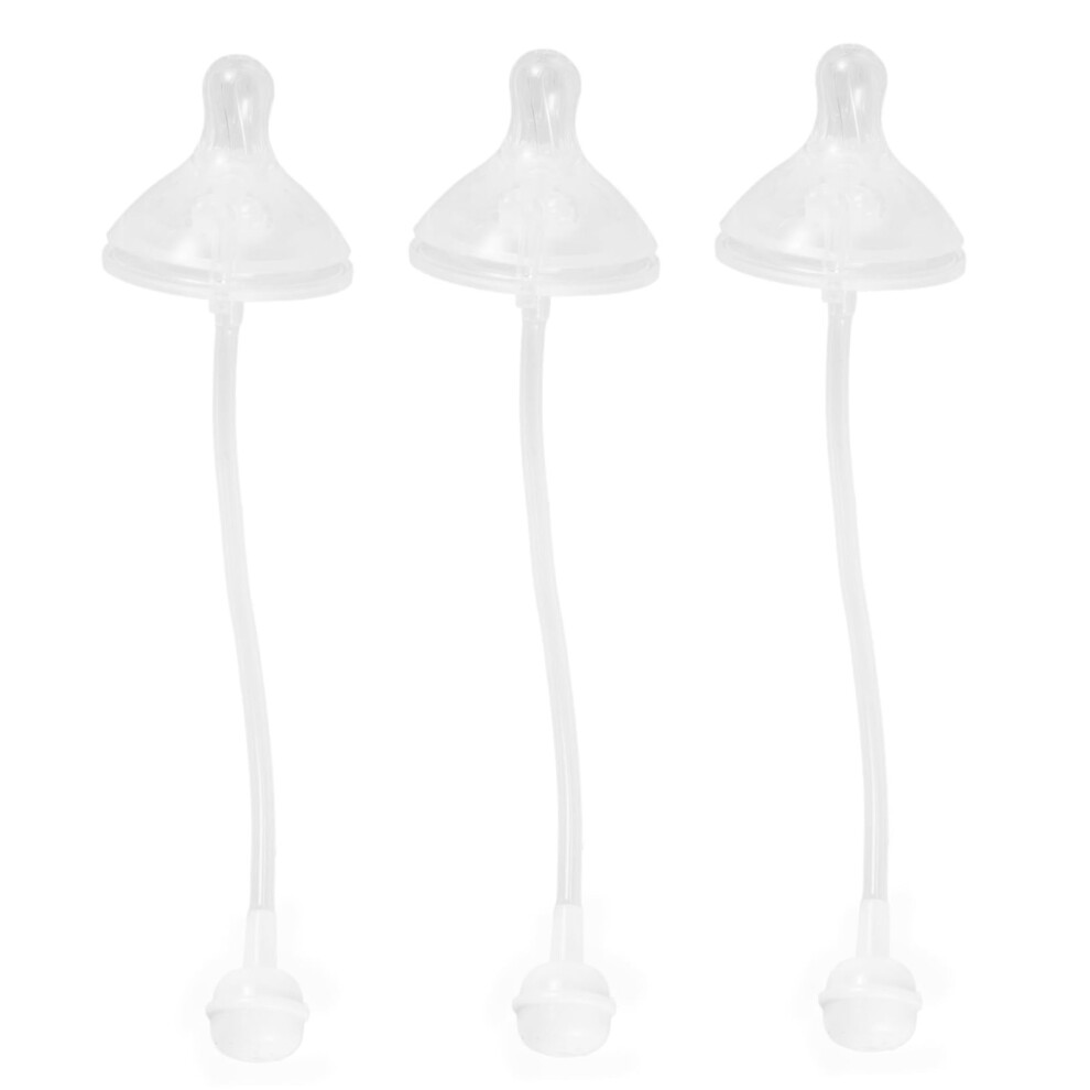 3pcs Spill Proof Weighted Straw Baby Bottle Nipple Soft Silicone Replacement Set