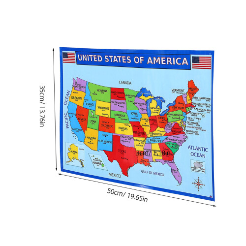 5Pcs Us Map Posters Multi Color Uv Paper Educational Wall Decoration 1