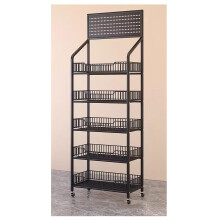 Black 5 Tier Kitchen Storage Rack, Space Saving Metal Shelf Organizer for Pantry and Office