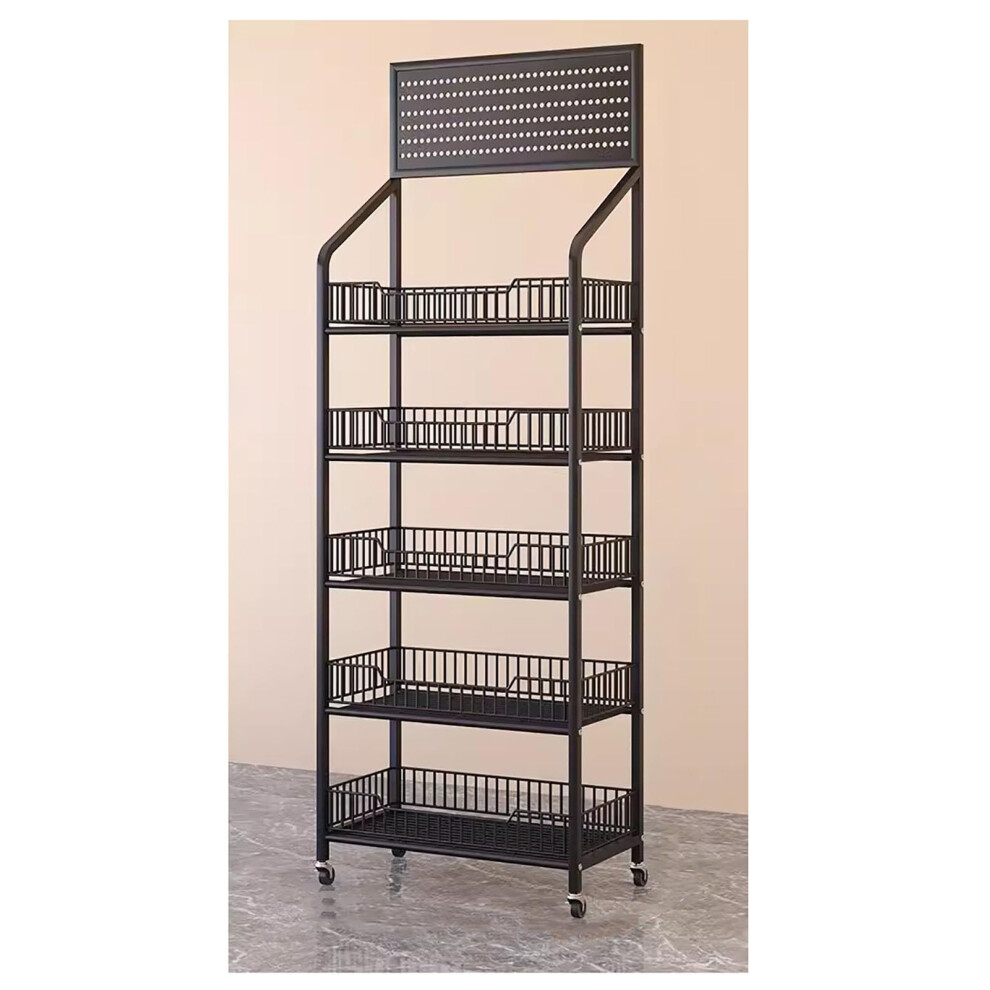 Black 5 Tier Kitchen Storage Rack, Space Saving Metal Shelf Organizer For Pantry And Office 9174973701941