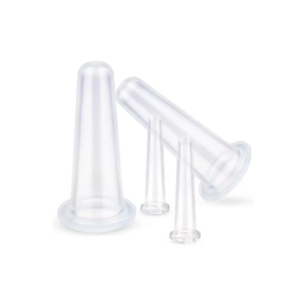 4Pcs Transparent Silicone Massage Cups MultiSize Facial Cupping Set for Face and Body Therapy