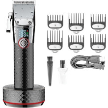 Hair Clipper IPX7 Waterproof Digital Display Low Noise Cordless and Corded Electric Trimmer Red