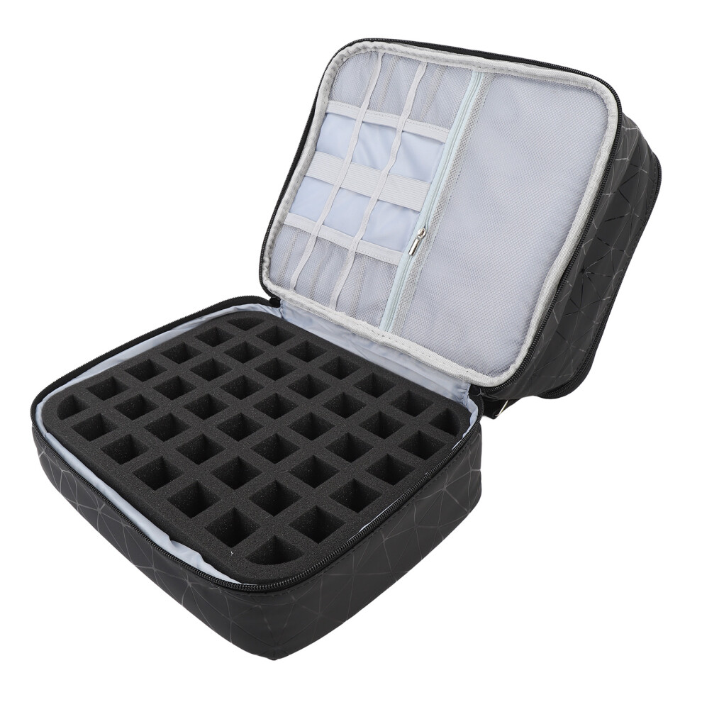 Black Double Layer Nail Polish Organizer Case, Holds 42 Bottles, 25X24x28cm