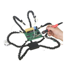 Adjustable Soldering Helping Hands with Magnifier, 5 Arms, 360 Clips, Heat Resistant Aluminum Base