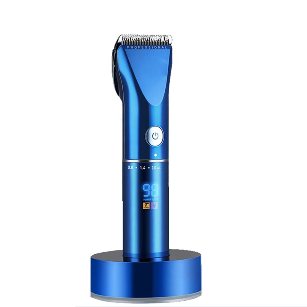 Blue Hair Clippers And Beard Trimmer For Men, Cordless Titanium Blades, Low Noise, Adjustable Comb,