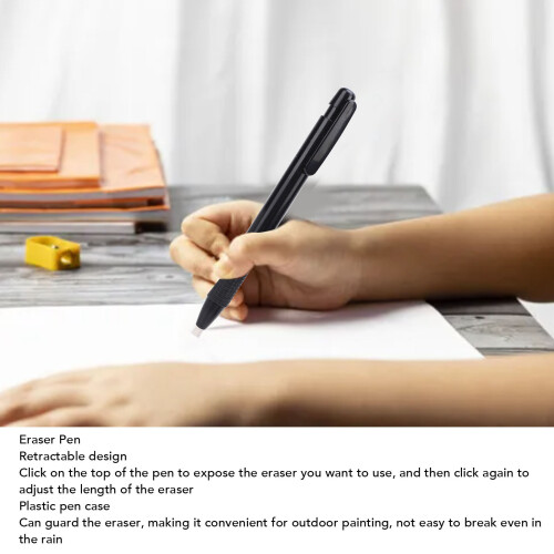 Mechanical Eraser Pen with 5 Refills, Retractable, for Writing & Drawing 2