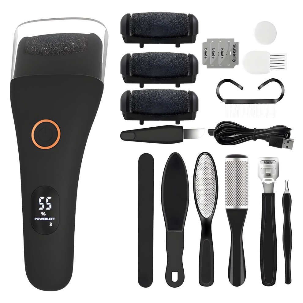 Rechargeable Electric Foot File Callus Remover with Quiet Motor and Ergonomic Grip for Cracked Skin