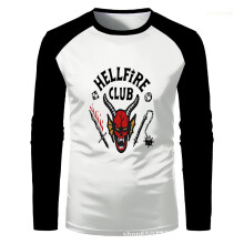 (Black and white long sleeves, XXL) Kids Boys Long Sleeve Tops Stranger Things Season 4 Hellfire Club T-Shirts Autumn Pullover