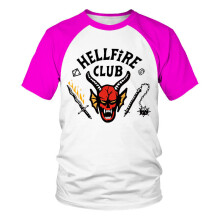 (Purple white short sleeves, 5XL) Kids Boys Long Sleeve Tops Stranger Things Season 4 Hellfire Club T-Shirts Autumn Pullover