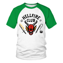 (Green and white short sleeves, Children 150) Kids Boys Long Sleeve Tops Stranger Things Season 4 Hellfire Club T-Shirts Autumn Pullover
