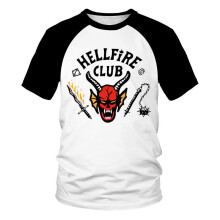 (Black and white short sleeves, XXL) Kids Boys Long Sleeve Tops Stranger Things Season 4 Hellfire Club T-Shirts Autumn Pullover
