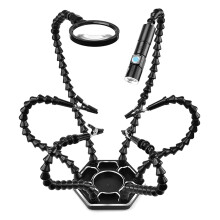 Soldering Helping Hands Station with 6 Flexible Arms, 3X Magnifier Light, LED and Cooling Fan