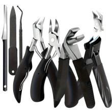 Professional Toenail Clippers for Thick Nails, Wide Jaw Angled Head, 5in1 Ergonomic Set