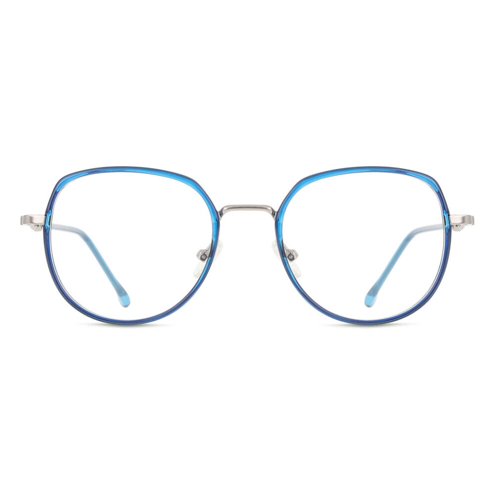 Smartbuy Collection Full Rim Oval Blue Gunmetal Falk Mtr-92G Unisex Eyeglasses