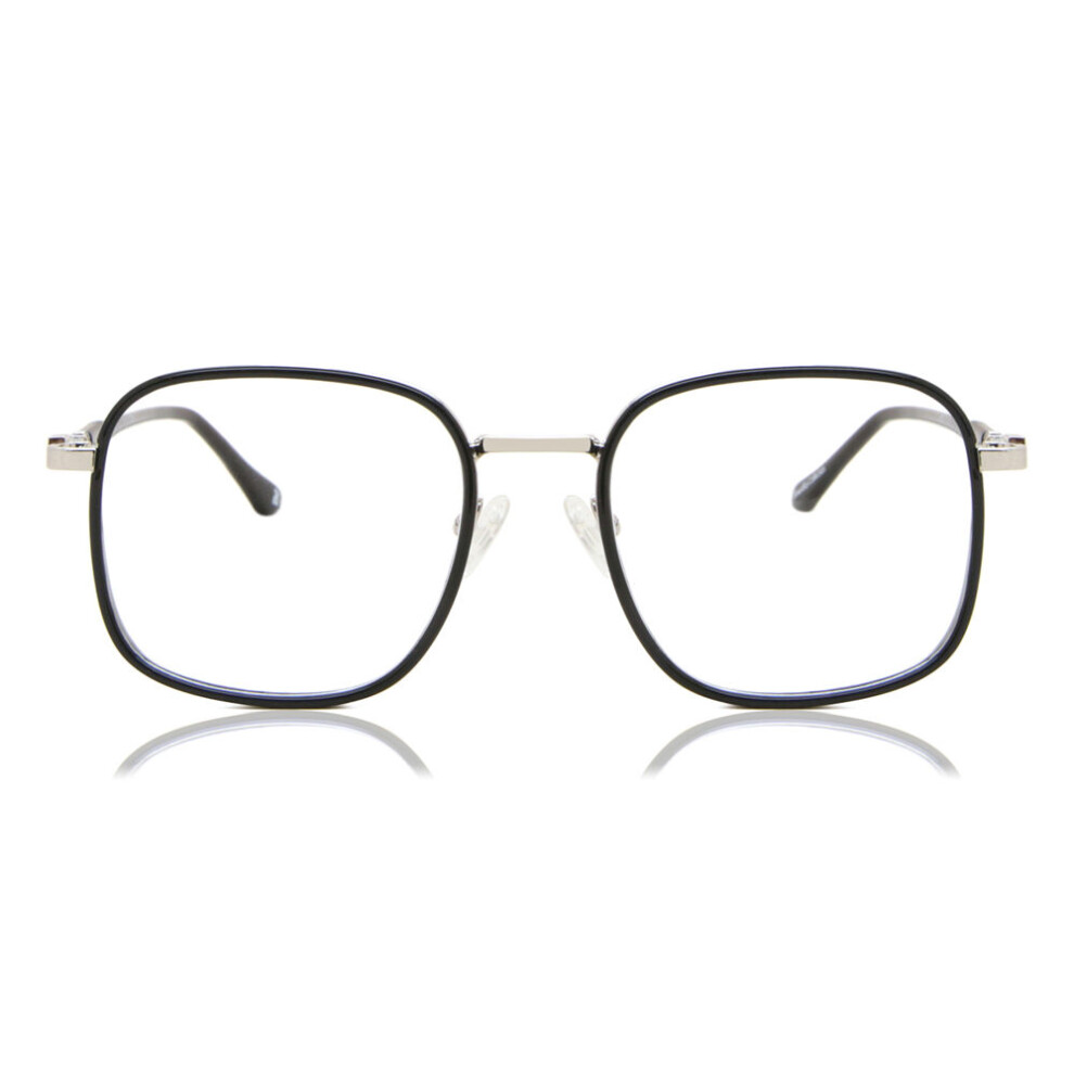 Smartbuy Collection Full Rim Square Black Silver Felt Mtr-90G Unisex Eyeglasses