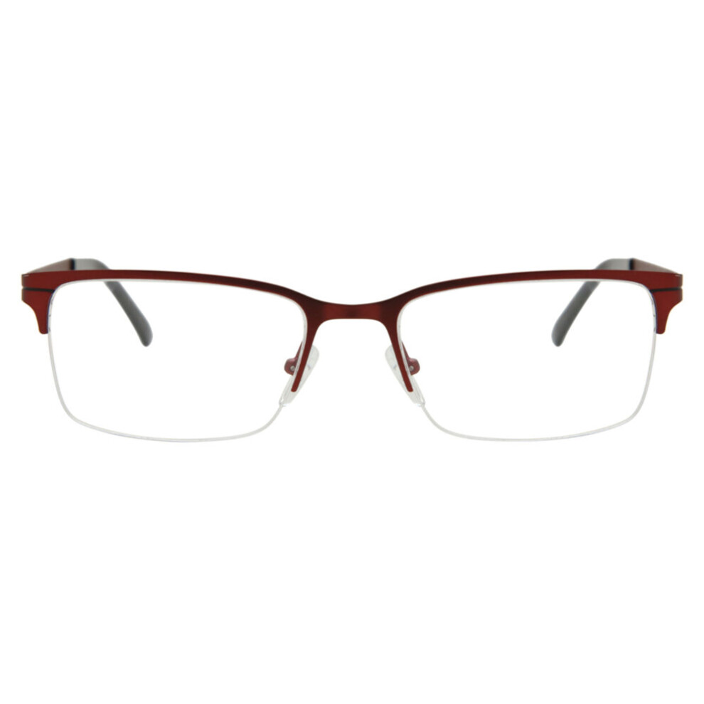 Smartbuy Collection Semi Rimless Rectangle Red Jan Asian Fit 646C Unisex Eyeglasses