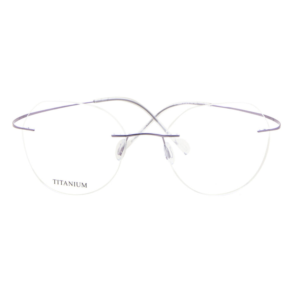 Smartbuy Collection Rimless Oval Shiny Purple Hayat Rt-006A C9 Unisex Eyeglasses