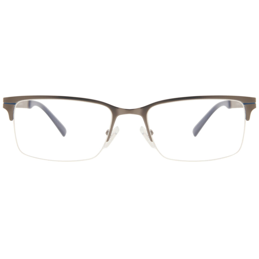 Smartbuy Collection Semi Rimless Rectangle Light Gunmetal Jan Asian Fit 646E Unisex Eyeglasses