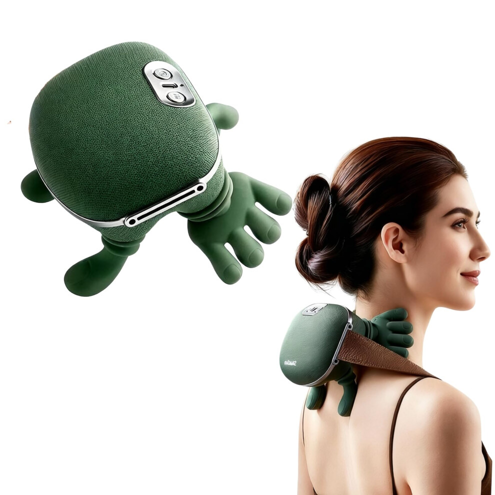 Green Shiatsu Neck And Shoulder Massager With Heat, Deep Tissue Kneading For Pain Relief,