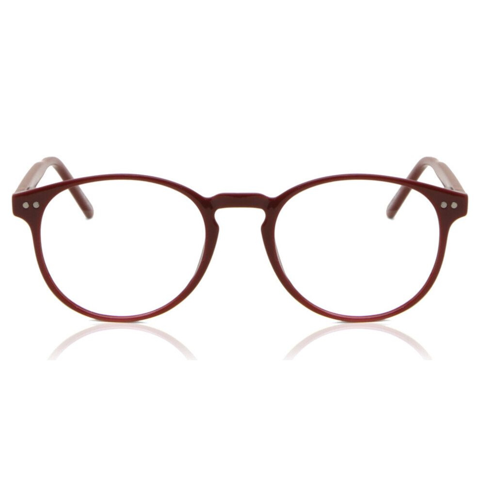 Smartbuy Collection Red Full Rim Oval Shiny Noor Cp109c Unisex Eyeglasses