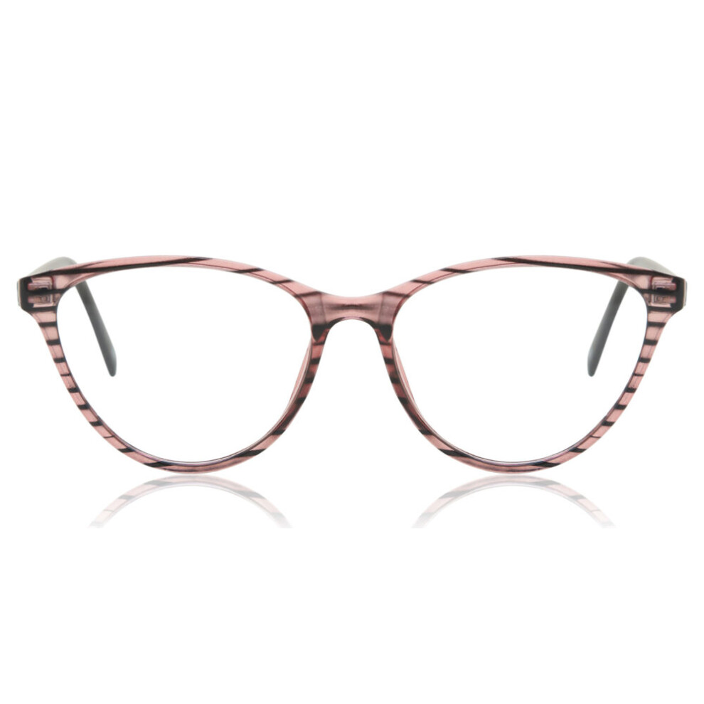 Smartbuy Collection Full Rim Cat Eye Transparent Stripped Pink Lilly Cp127 Women Eyeglasses