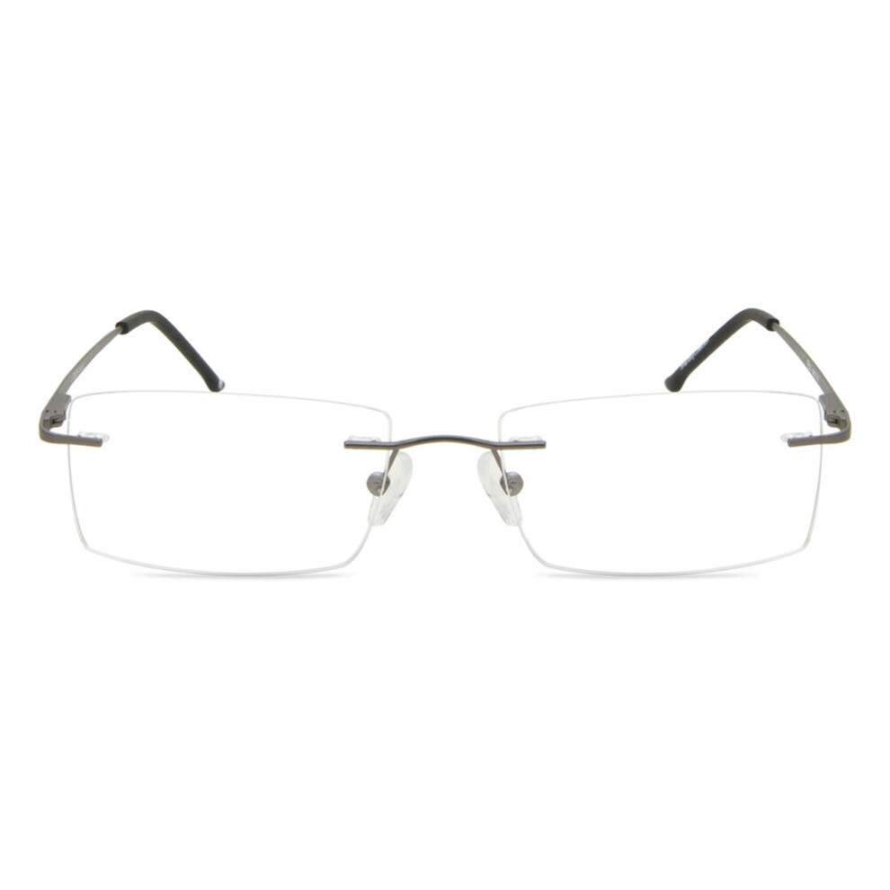 Smartbuy Collection Rimless Rectangle Light Gunmetal Linda Asian Fit 986B Unisex Eyeglasses