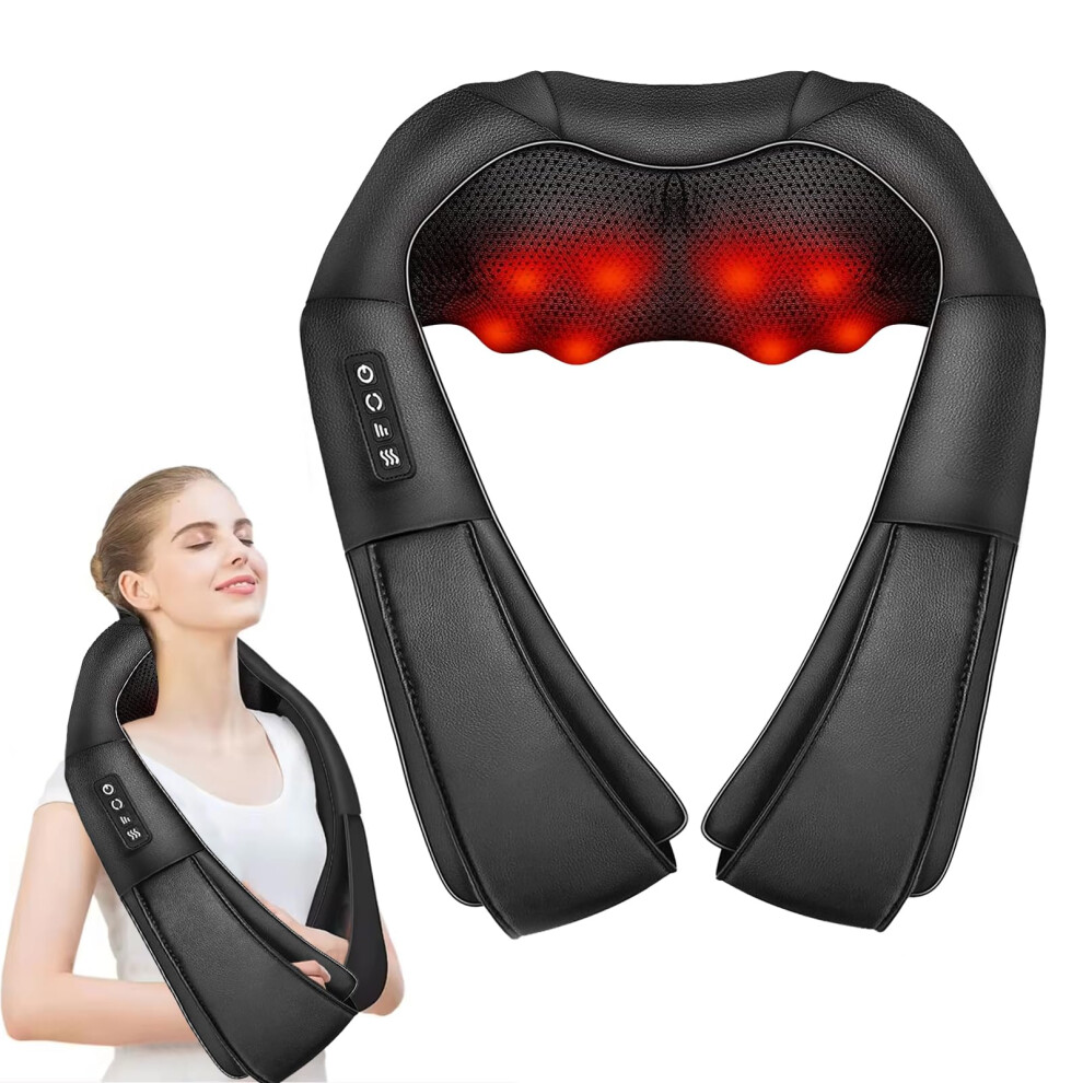 Neck Massager with Heat, Shiatsu Neck and Back Massager for Pain Relief, Deep Tissue, Rechargeable