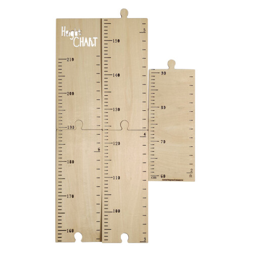 3Pièces Règle Adhésive Bois Beige Pour Croissance Bébés