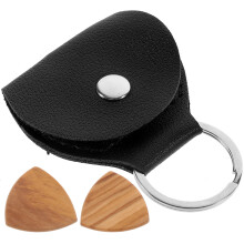 1Ensemble Étui Porte-Médiators Guitare En PU Bois Noir Portable