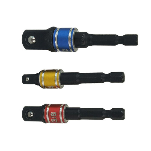 3Pièces Embouts Adaptateurs Douilles En Acier Noir, Usage Perceuse