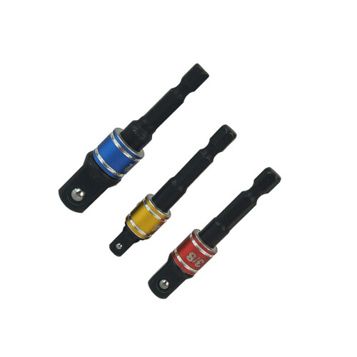 3Pièces Embouts Adaptateurs Douilles En Acier Noir, Usage Perceuse 1
