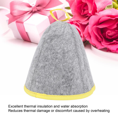 2Pcs Sauna Hat Wool Felt Grey Yellow, Unisex 2