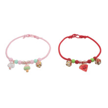 2Pcs Cartoon-Inspired Beaded Pet Necklace Dog Cat Pendant Collar Charm